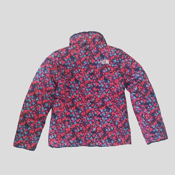 THE NORTH FACE Girls Reversible Mossbud Swirl Jacket Insulated Floral/Navy NWT